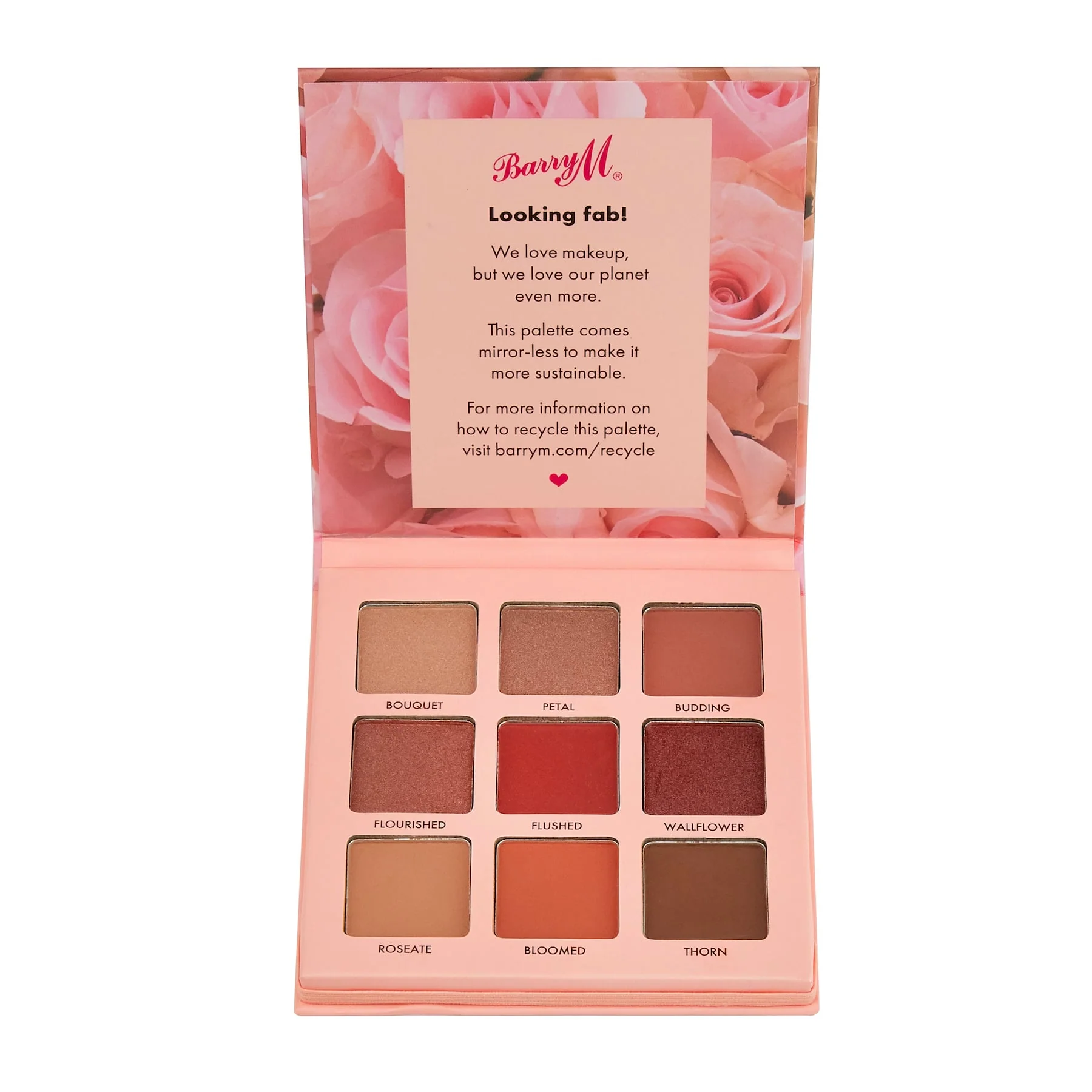 Barry M Rose Tinted Eyeshadow Palette -  9 shades