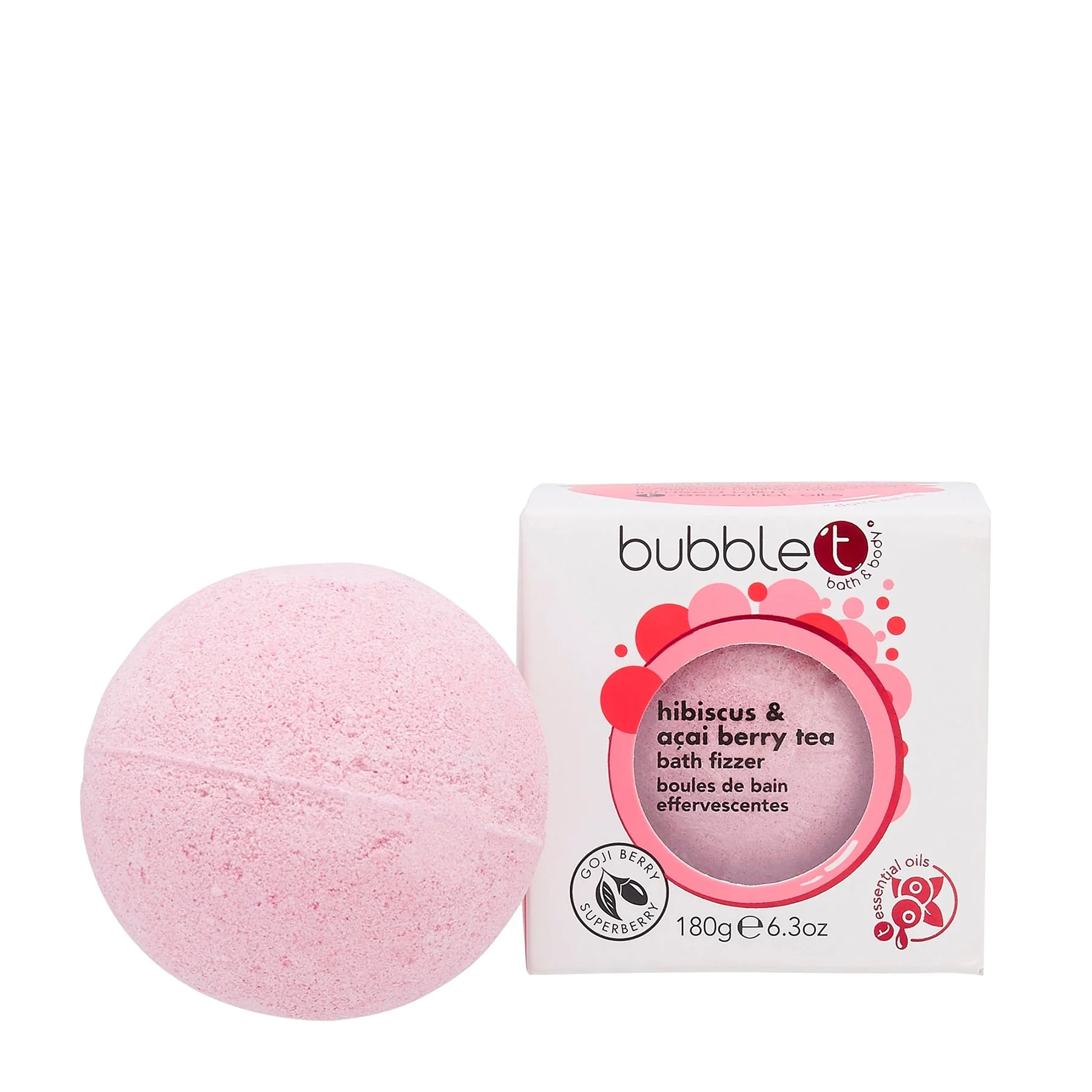 Bubble T Bath Bomb Fizzer Hibiscus & Acai Berry Tea 180g