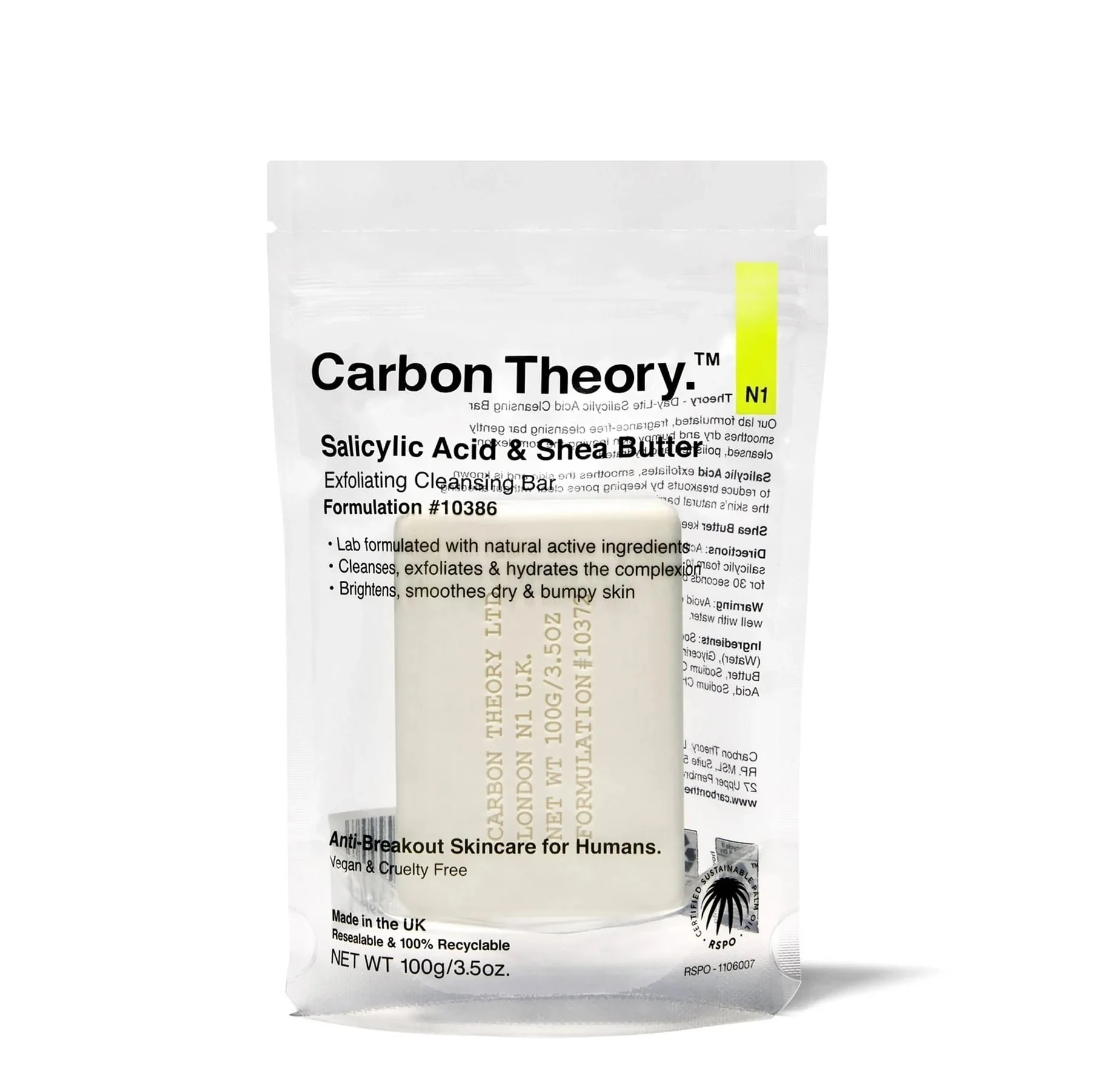 Carbon Theory Salicylic Acid Exfoliating Cleansing Bar 100g