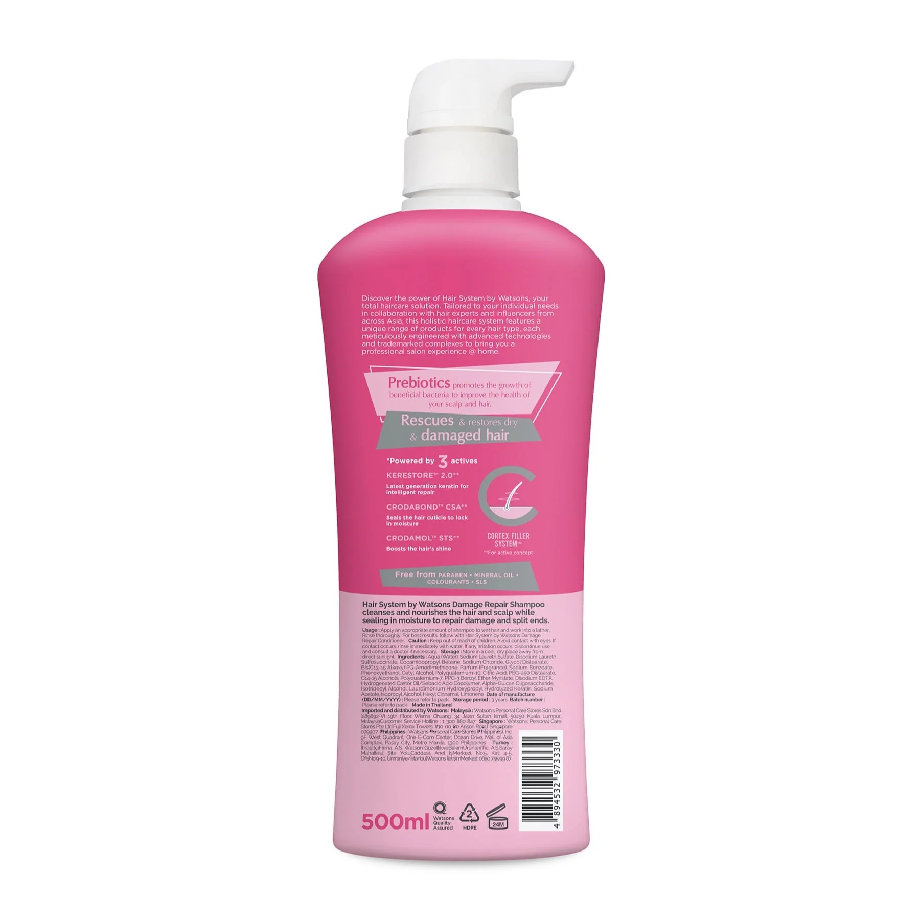 Hair System by Watsons Damage Repair Shampoo 500ml - Image 2