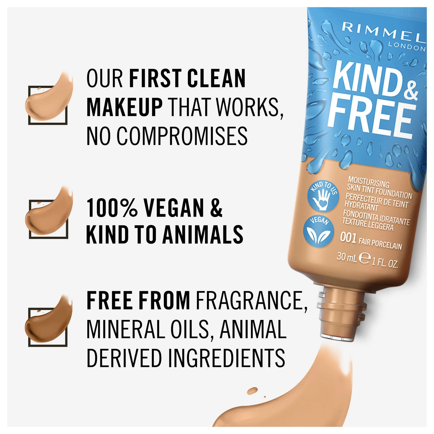 Kind & Free Moisturising Skin Tint Foundation 30ml - Image 2