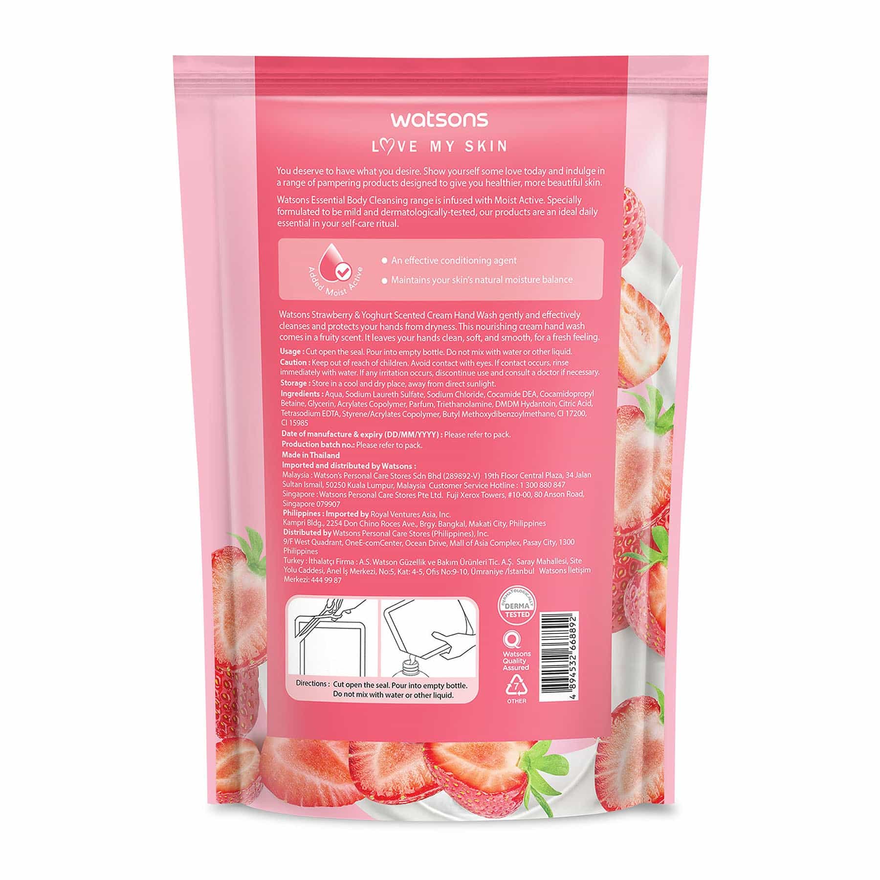 Love My Skin Cream Hand Wash Refill Strawberry & Yoghurt 500ml