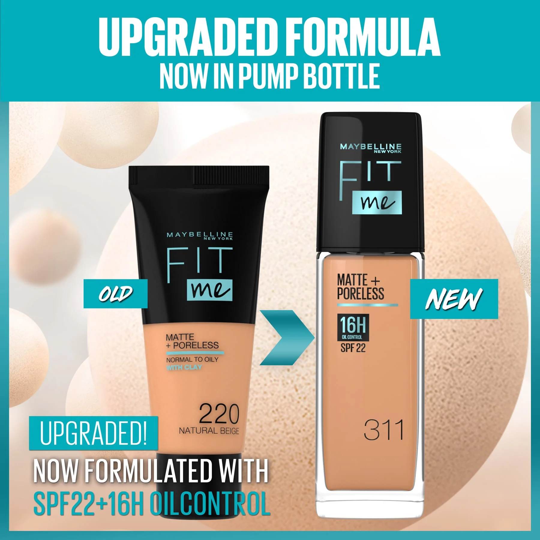 Maybelline Fit Me Matte+Poreless Liquid Foundation with SPF22 30ml - Image 130