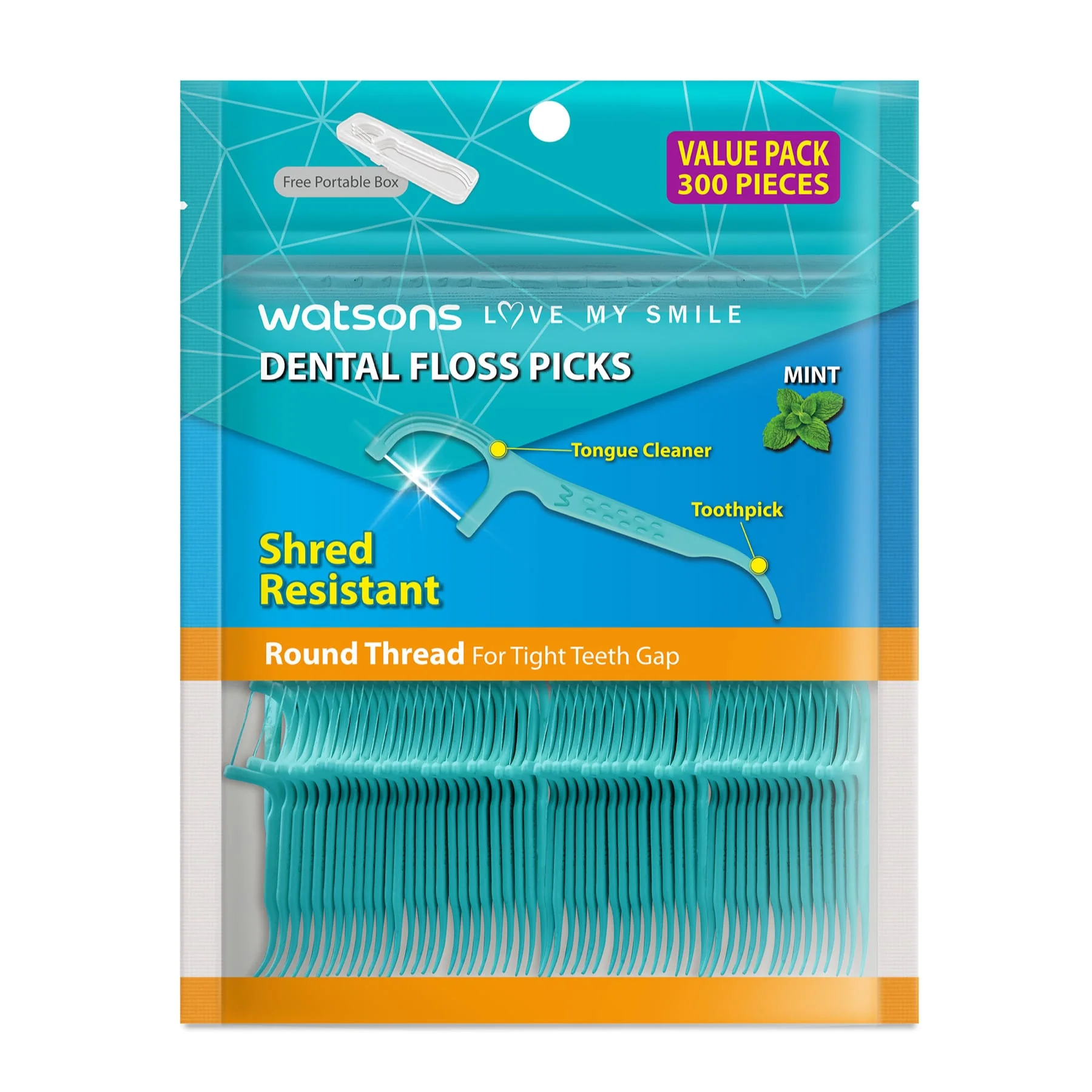 Mint Round Thread Dental Floss Picks 50s X 3 Boxes