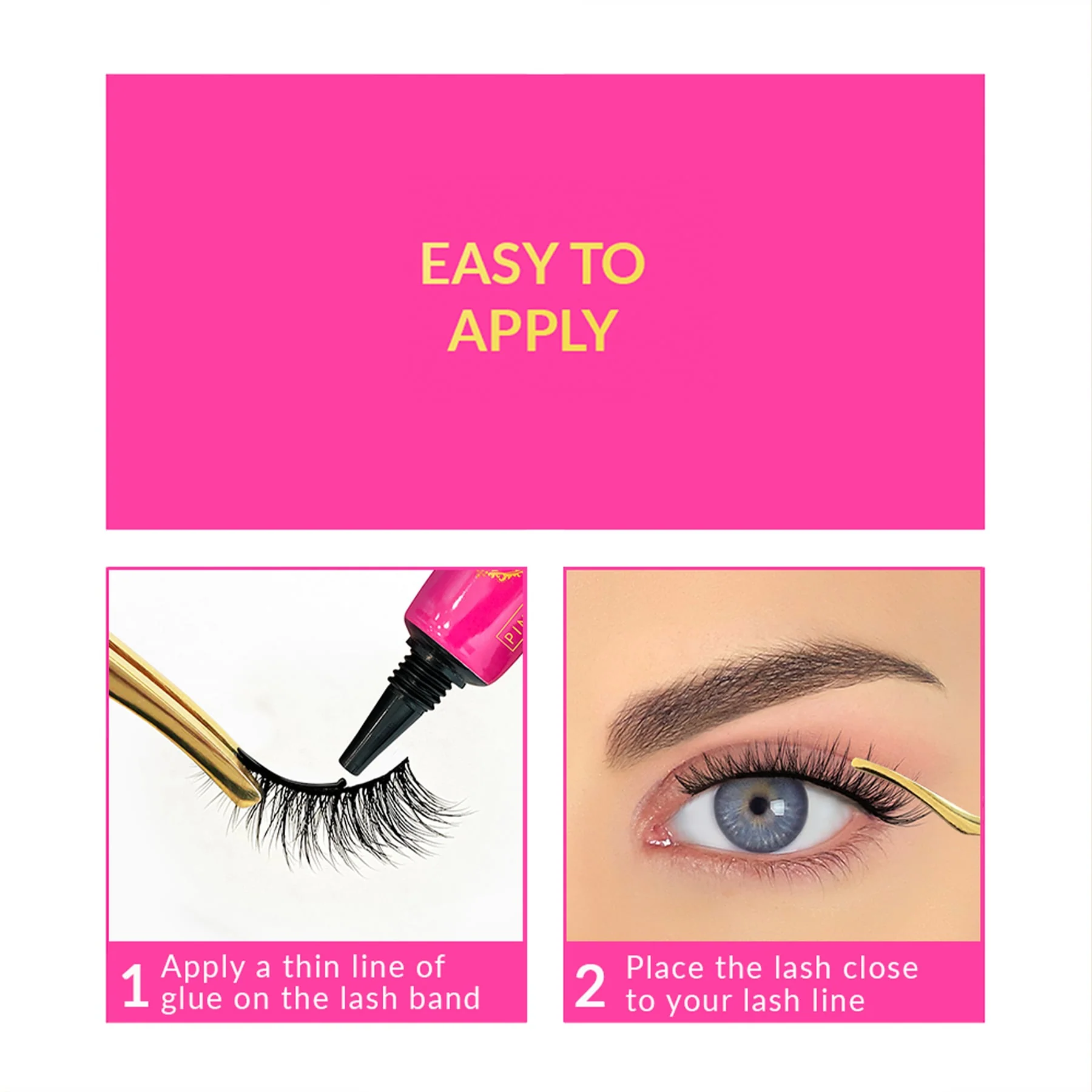 Pinky Goat Pre-Glued Violet False Eyelashes 1 pair - Image 4