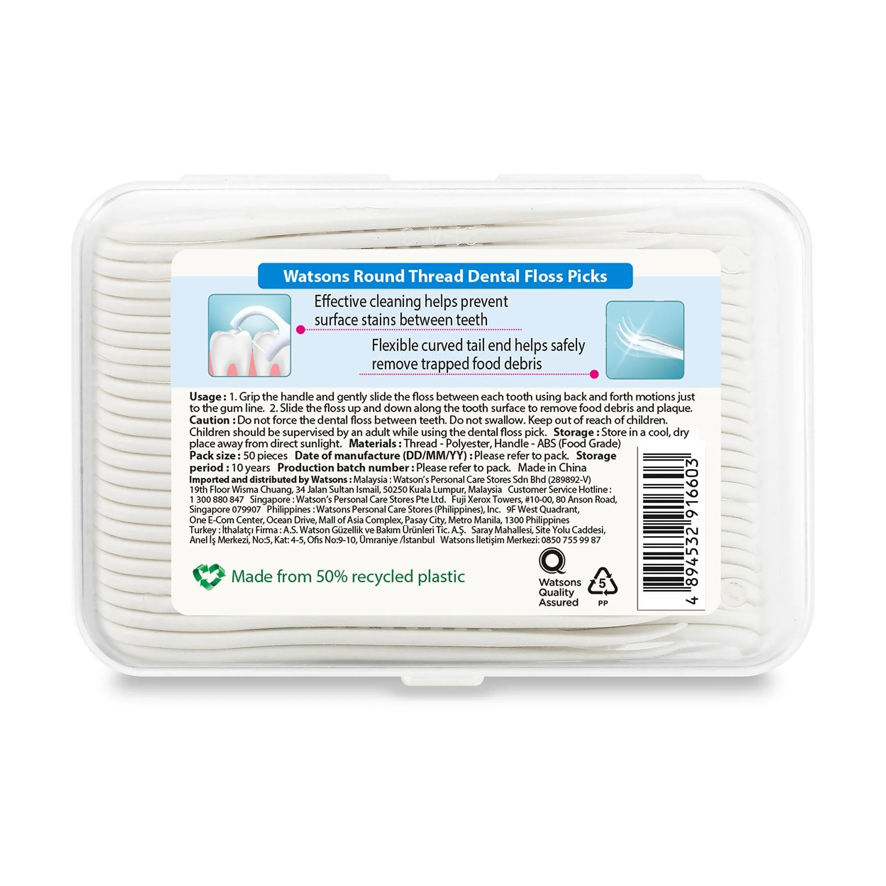 Round Thread Dental Floss Picks with Tongue Cleaner