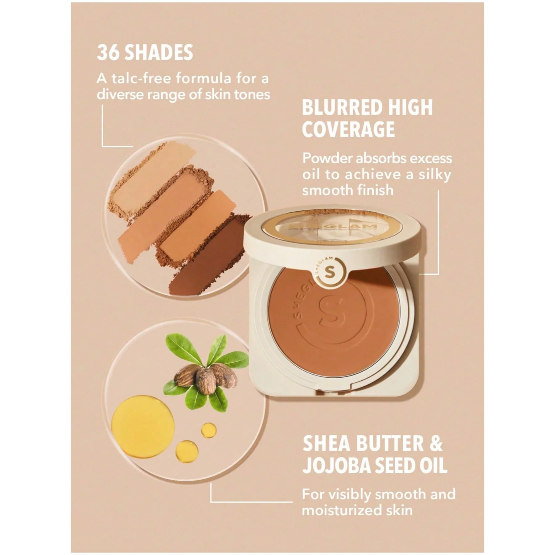 Sheglam High Coverage Powder Foundation 11g - Image 3