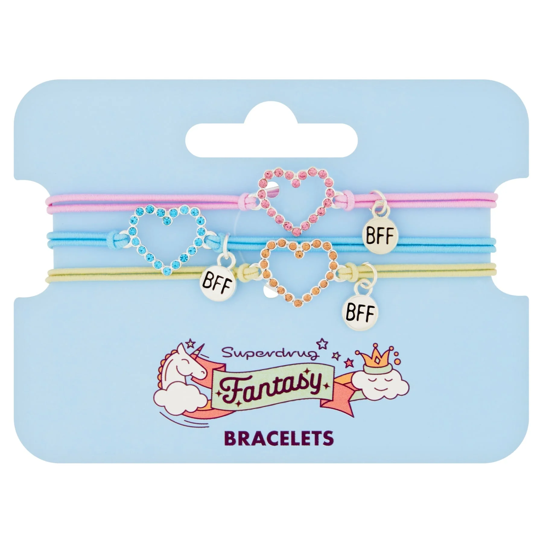 Superdrug Fantasy Bff Love Heart Bracelets X 3
