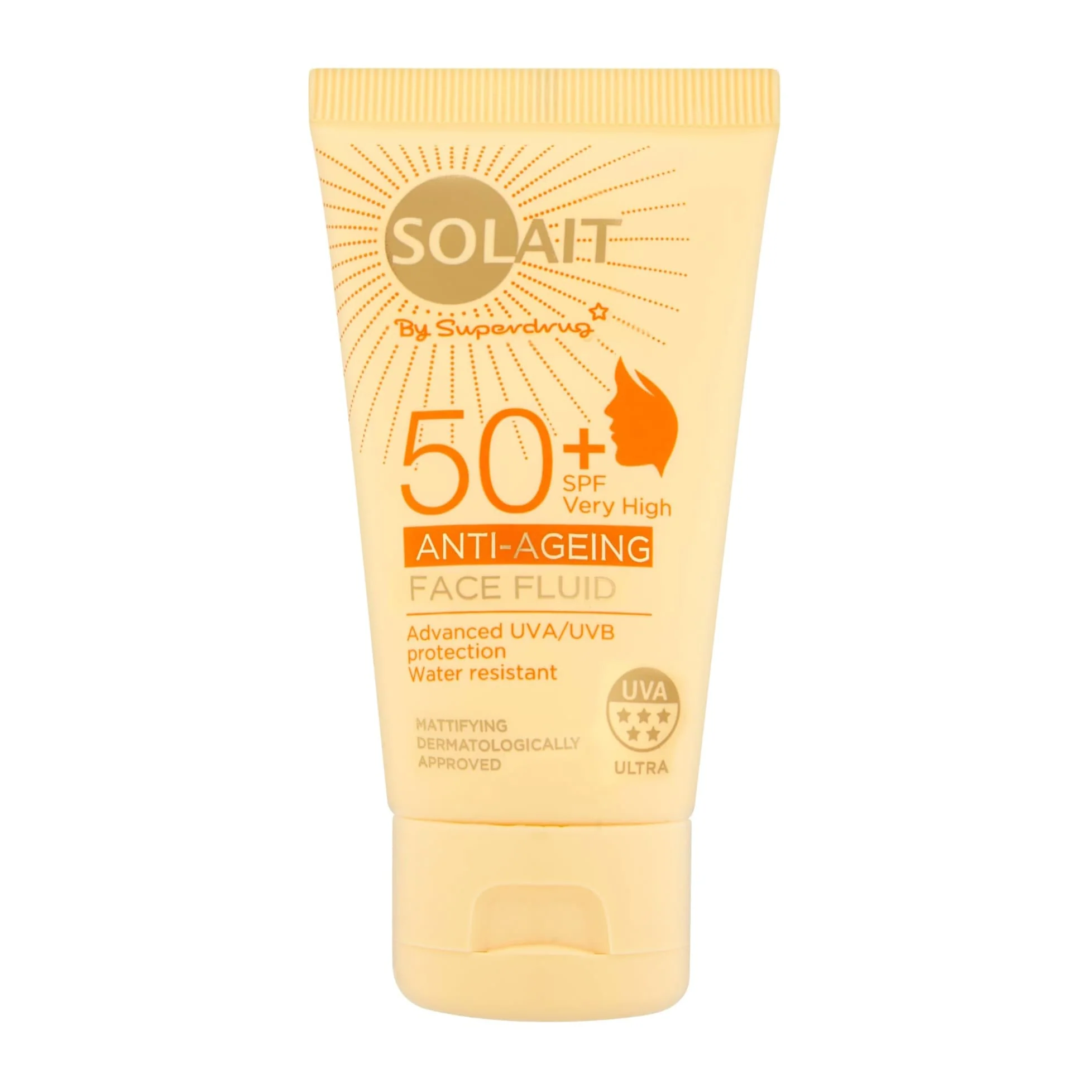 Superdrug Solait Anti-Ageing Hydrating Face Fluid Sun Cream SPF50+ 50ml