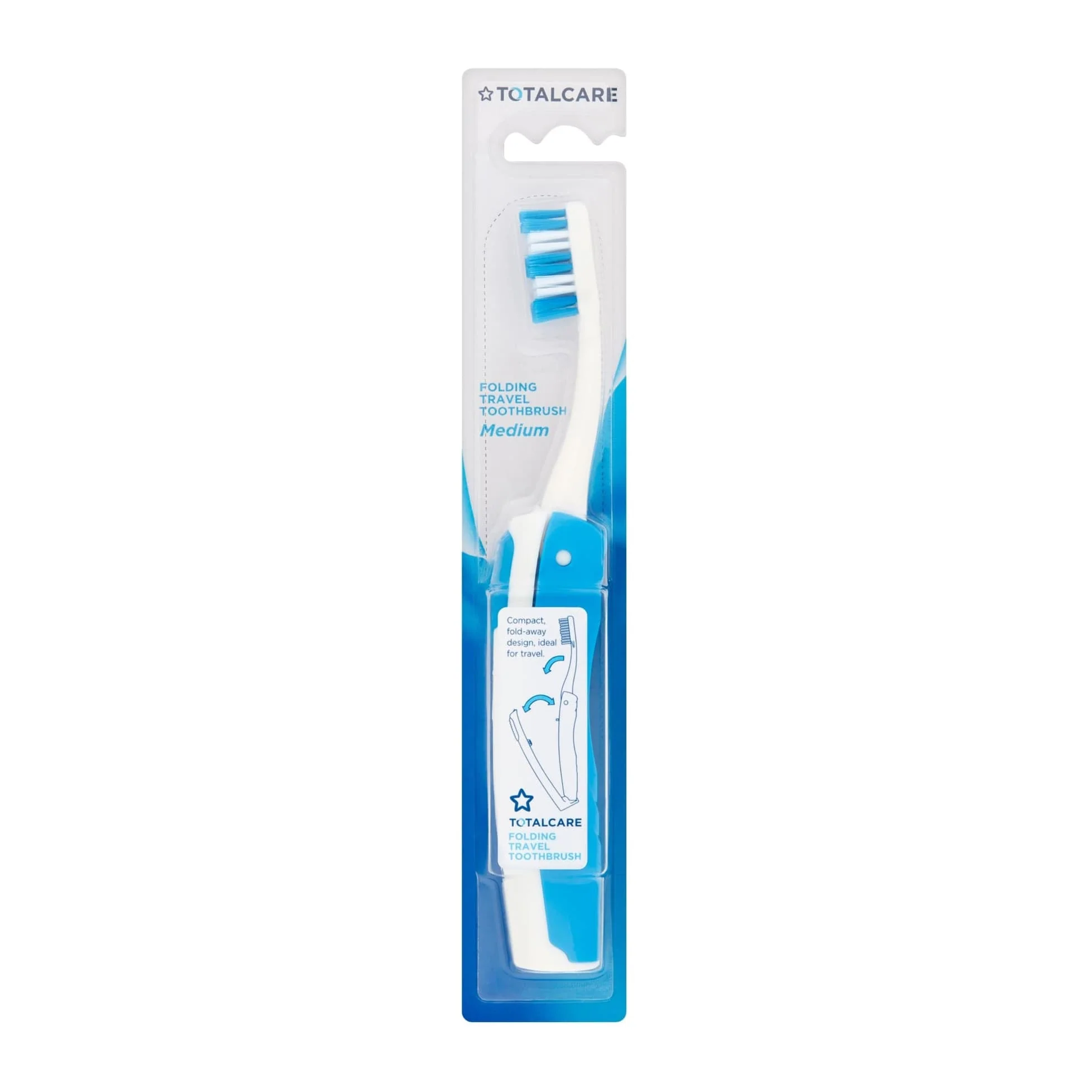 Superdrug Total Care Travel Folding Toothbrush Medium 1pc