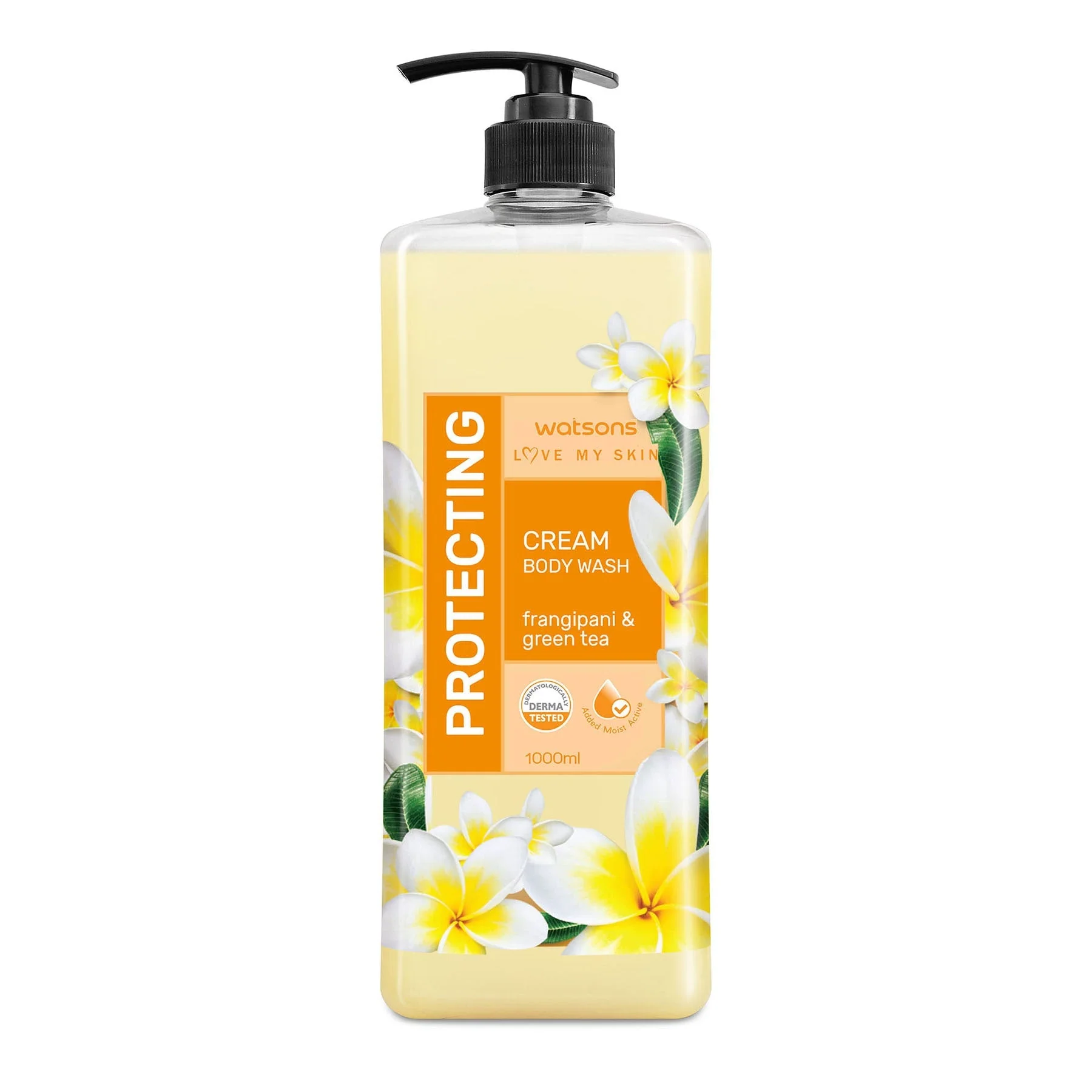 Watsons Love My Skin Protecting Cream Body Wash Frangipani & Green Tea 1l
