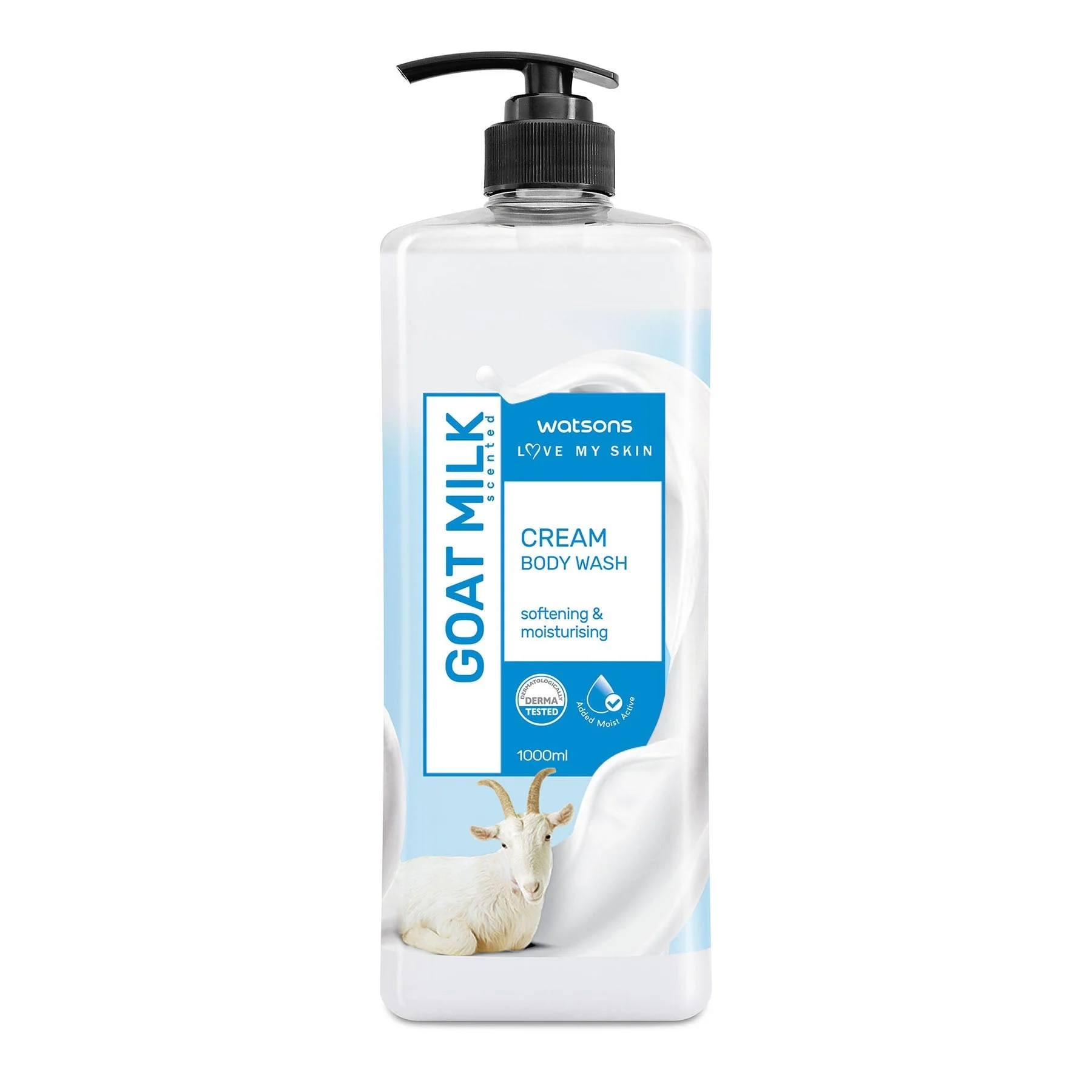 Watsons Love My Skin Softening & Moisturising Cream Body Wash Goat Milk 1l